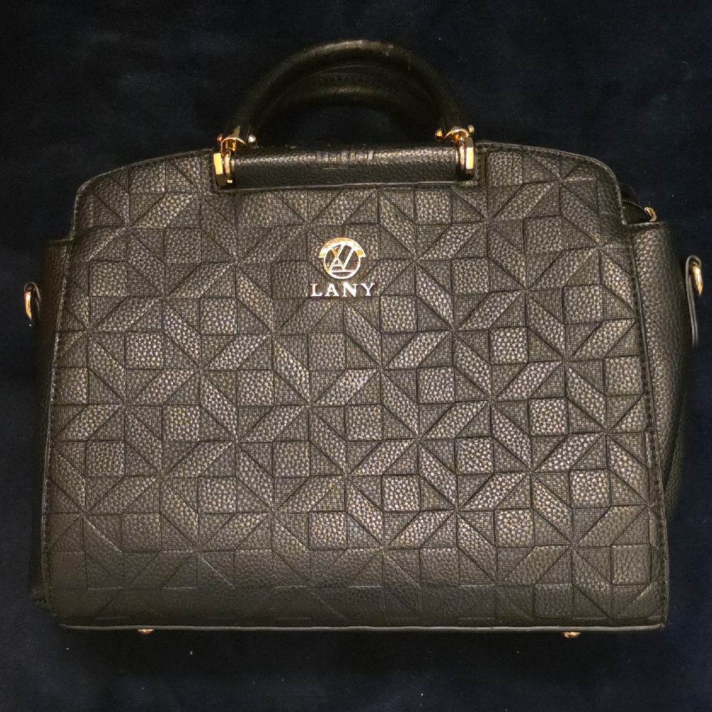 Lany Black Faux Leather Handbag Purse